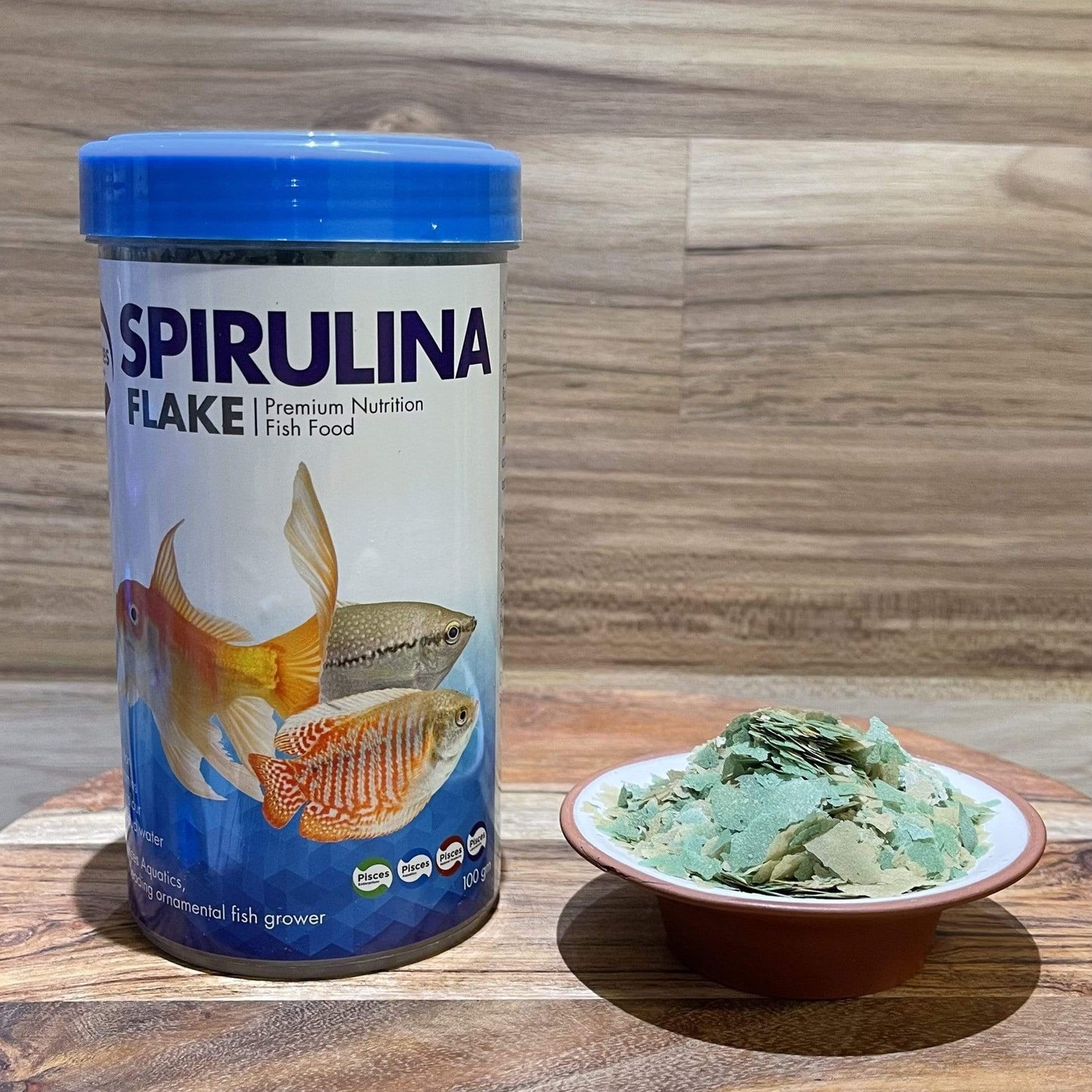 Pisces Enterprises Fish Food Large - 100g Spirulina Flake Food