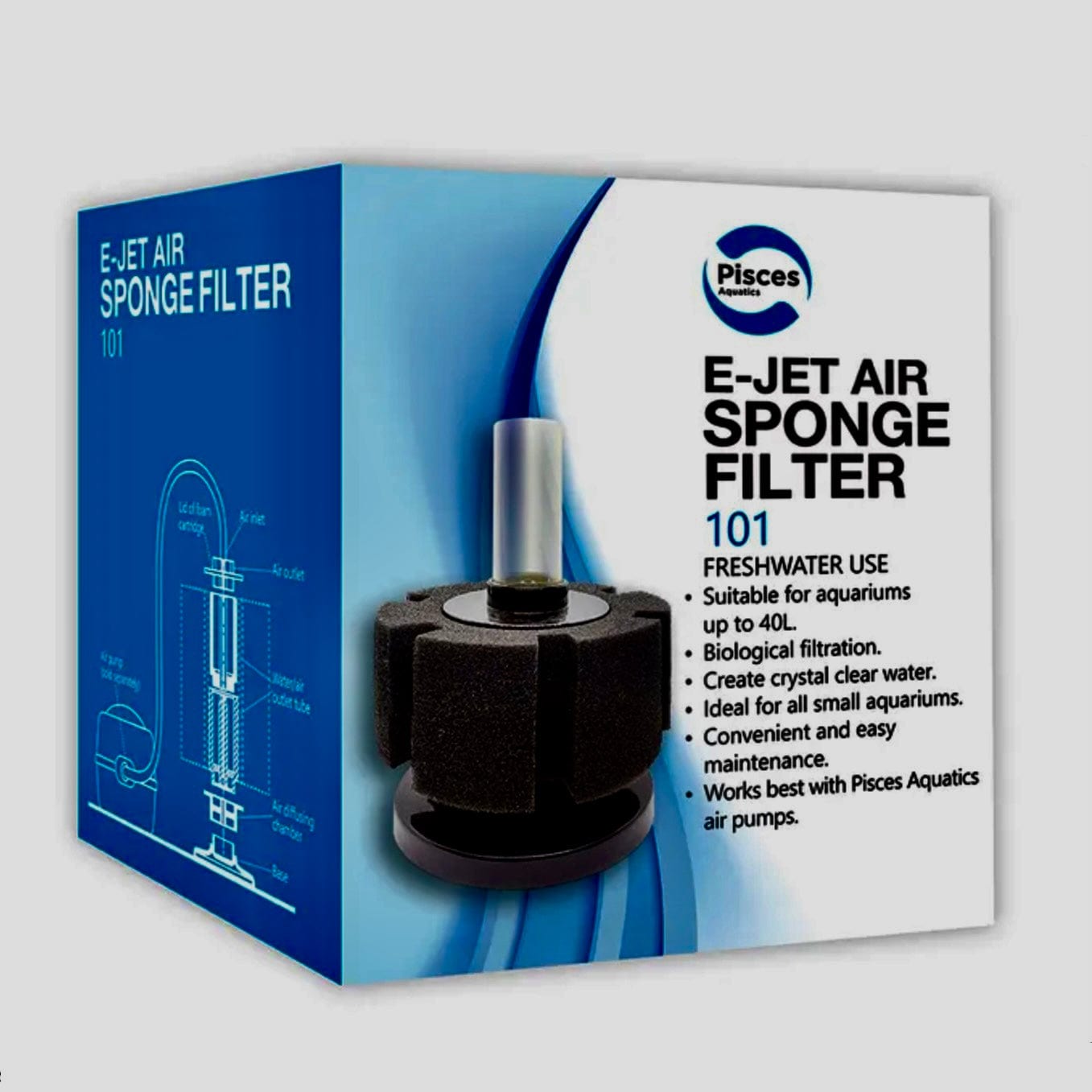 Pisces Aquatics Aquarium Filter Pisces Aquatics E-Jet Air Sponge Filter 101