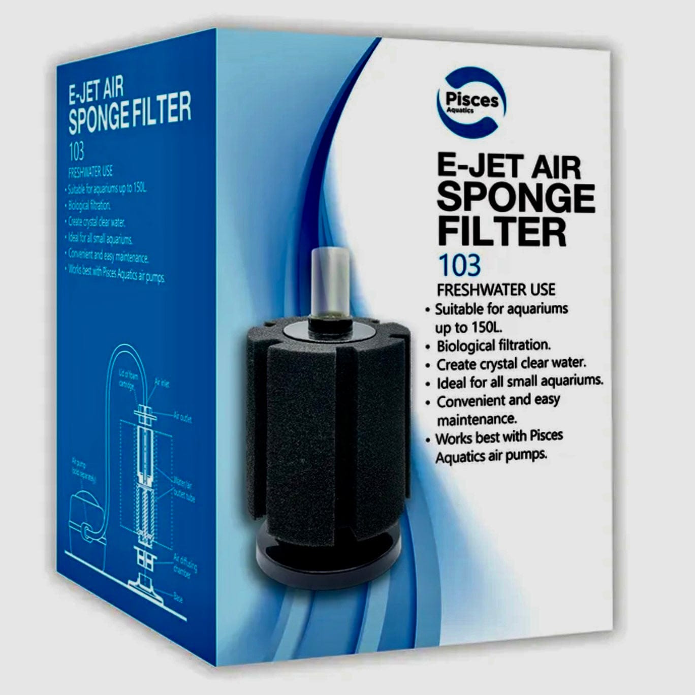 Pisces Aquatics Aquarium Filter Pisces Aquatics E-Jet Air Sponge Filter 103 Pisces Aquatics E-Jet Air Sponge Filter 101 - SCAPESHOP